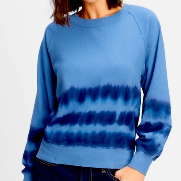 GAP Tie Dye Raglan Crewneck Sweatshirt Blue L - Picture 1 of 9